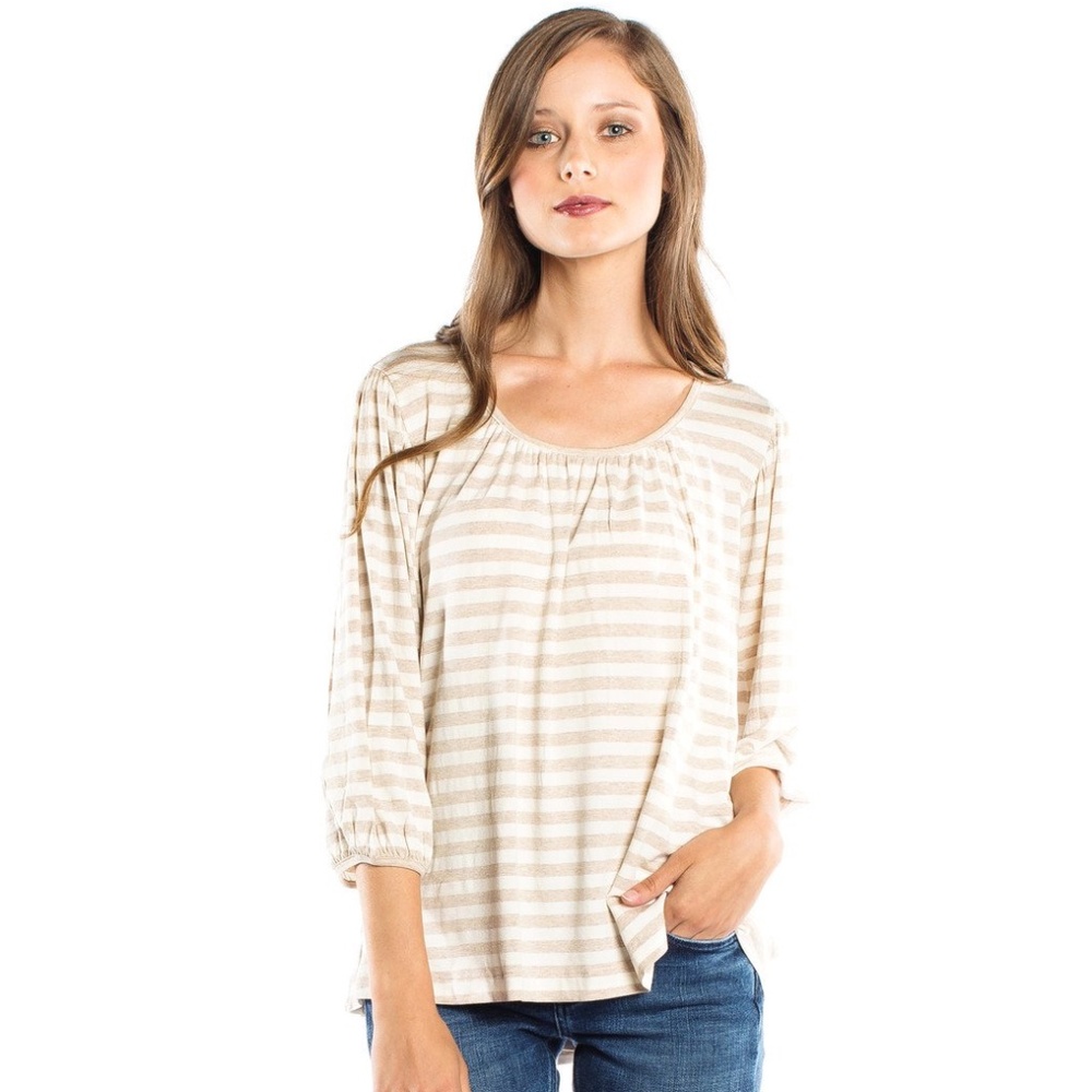 Ella Moss Stripe Top in Oatmeal (NWT!)